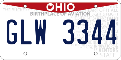 OH license plate GLW3344