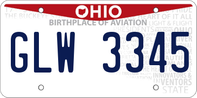 OH license plate GLW3345