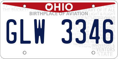 OH license plate GLW3346