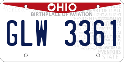 OH license plate GLW3361