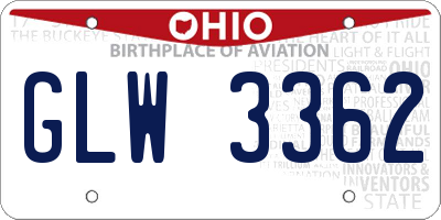 OH license plate GLW3362