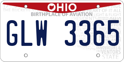 OH license plate GLW3365