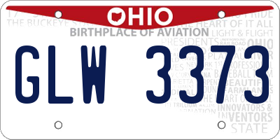 OH license plate GLW3373