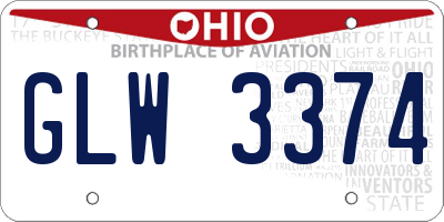 OH license plate GLW3374