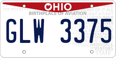 OH license plate GLW3375