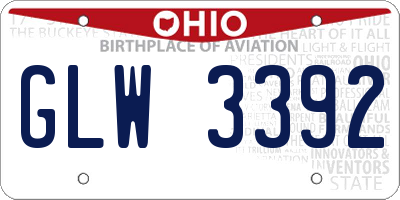 OH license plate GLW3392