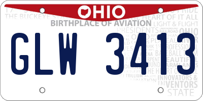 OH license plate GLW3413