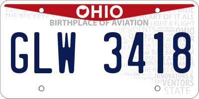 OH license plate GLW3418