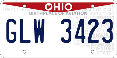 OH license plate GLW3423