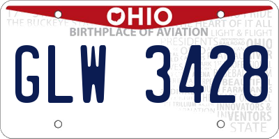 OH license plate GLW3428