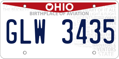 OH license plate GLW3435
