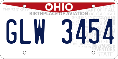 OH license plate GLW3454