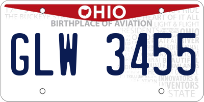OH license plate GLW3455