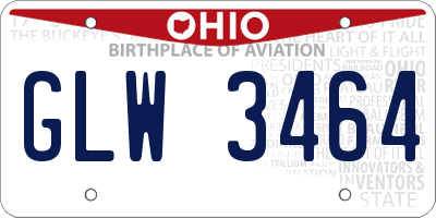 OH license plate GLW3464