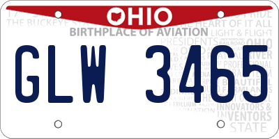 OH license plate GLW3465