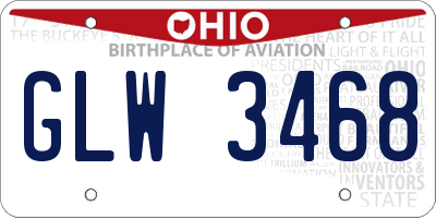 OH license plate GLW3468