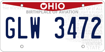 OH license plate GLW3472
