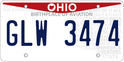 OH license plate GLW3474