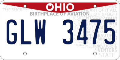 OH license plate GLW3475