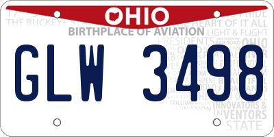 OH license plate GLW3498