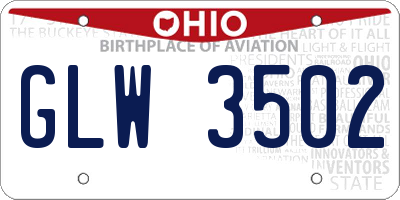 OH license plate GLW3502