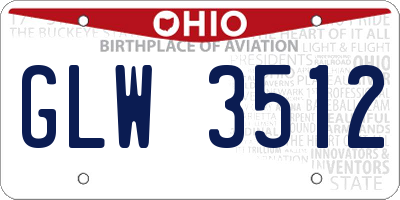 OH license plate GLW3512