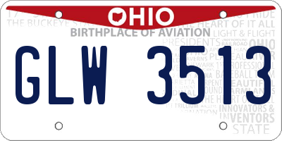 OH license plate GLW3513