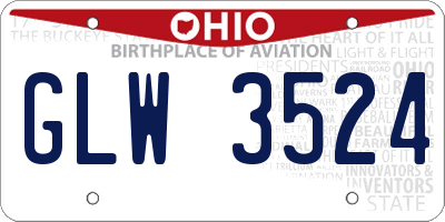 OH license plate GLW3524