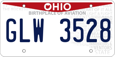OH license plate GLW3528