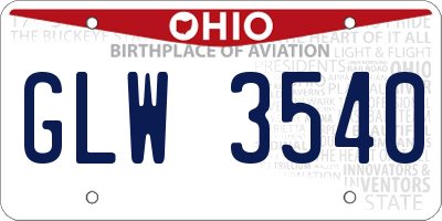 OH license plate GLW3540