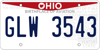 OH license plate GLW3543