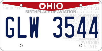 OH license plate GLW3544