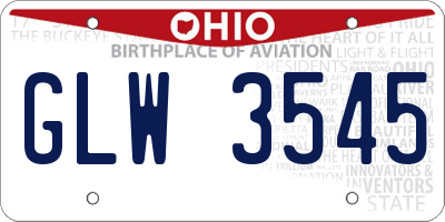 OH license plate GLW3545