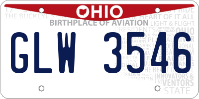 OH license plate GLW3546