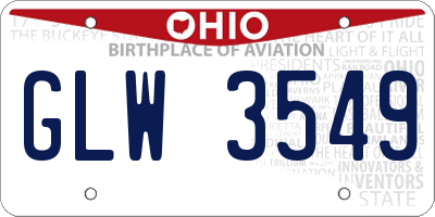 OH license plate GLW3549