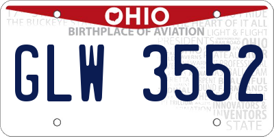 OH license plate GLW3552