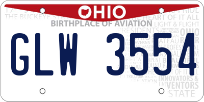 OH license plate GLW3554