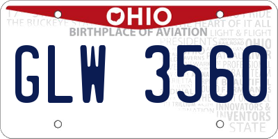 OH license plate GLW3560