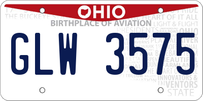 OH license plate GLW3575