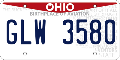 OH license plate GLW3580
