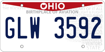 OH license plate GLW3592