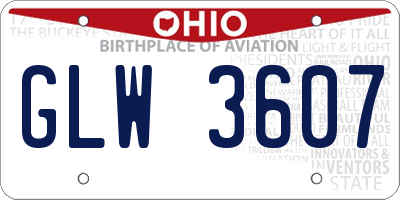 OH license plate GLW3607
