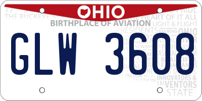 OH license plate GLW3608