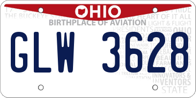 OH license plate GLW3628