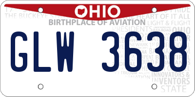 OH license plate GLW3638