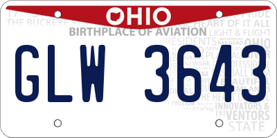 OH license plate GLW3643