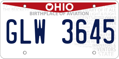 OH license plate GLW3645