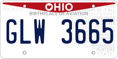 OH license plate GLW3665