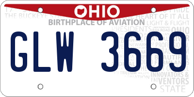 OH license plate GLW3669