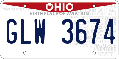OH license plate GLW3674